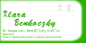 klara benkoczky business card